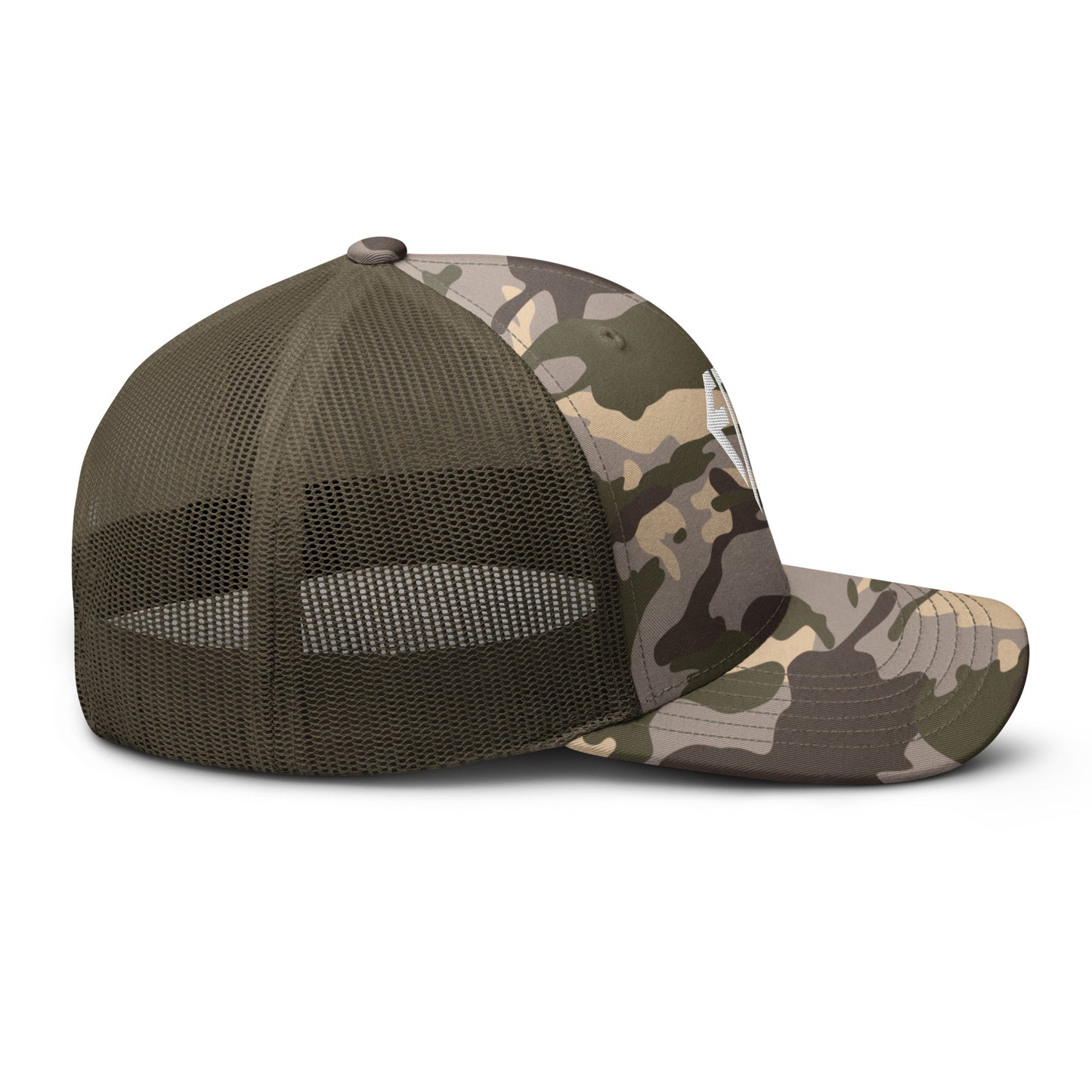 White <EMG> Camouflage Trucker Hat