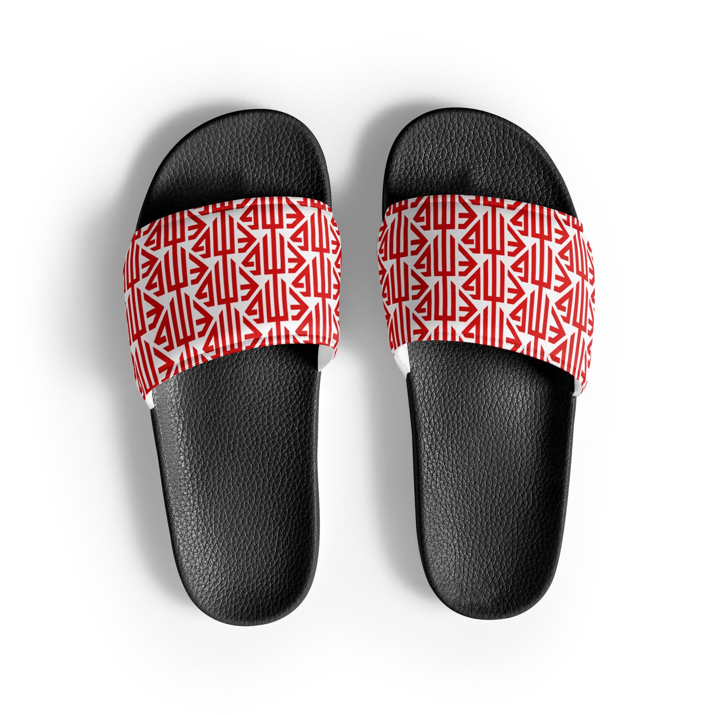 Red <EMG> Logo Pattern Men’s Slides
