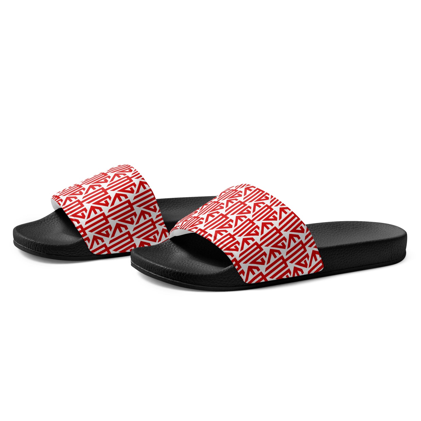 Red <EMG> Logo Pattern Men’s Slides