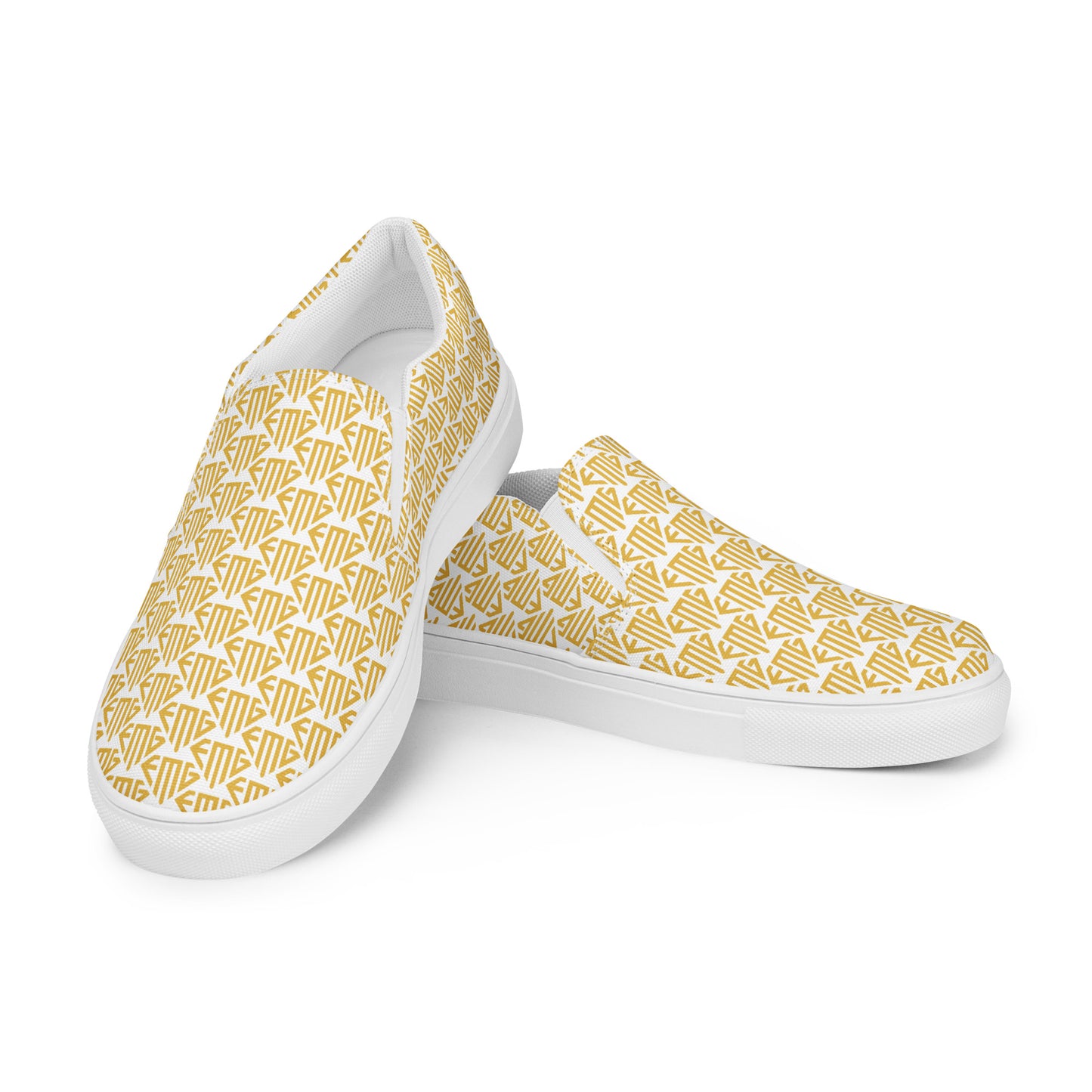 Gold <EMG> Logo Pattern Men’s Slip-on Canvas Shoes