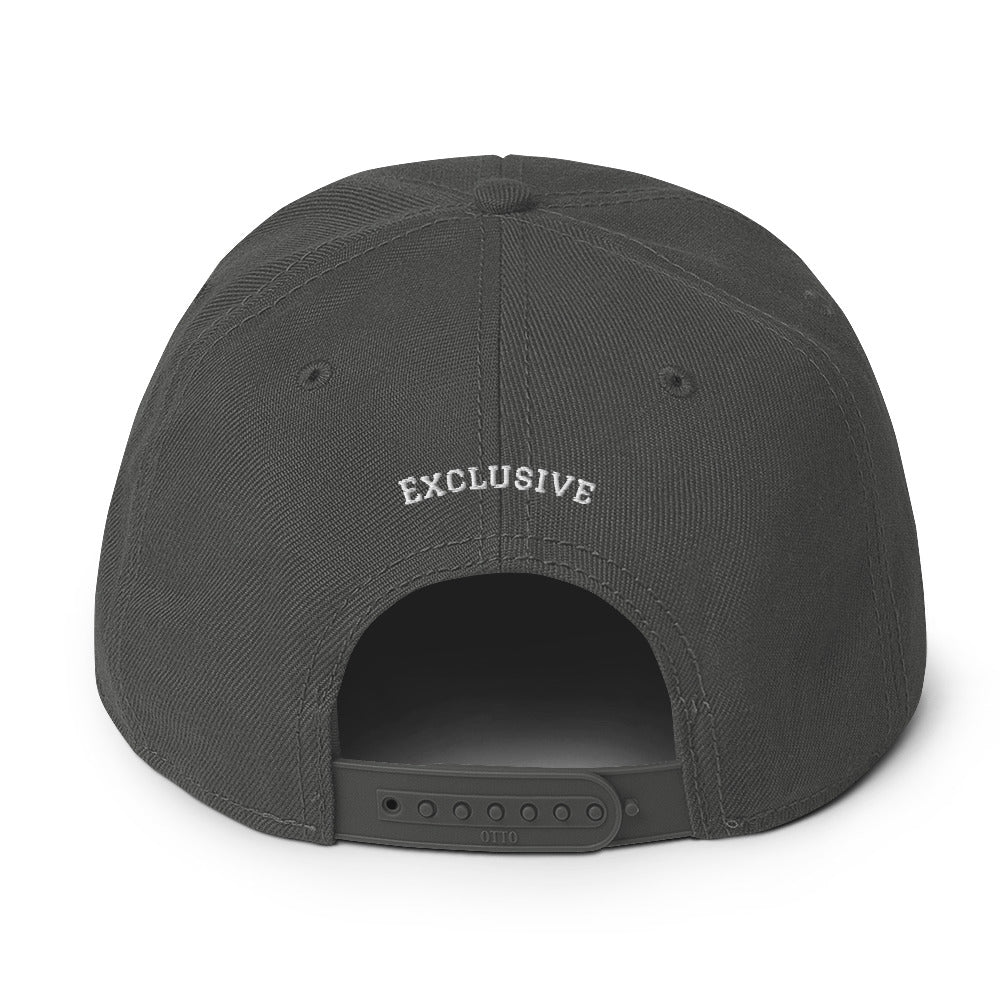 Embroidered White <EMG> Logo Snapback Hat