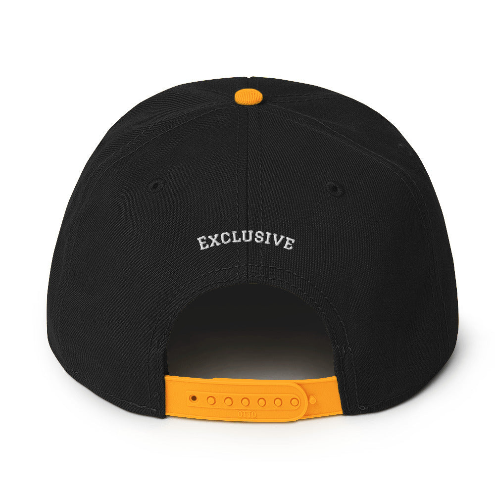 Embroidered White <EMG> Logo Snapback Hat