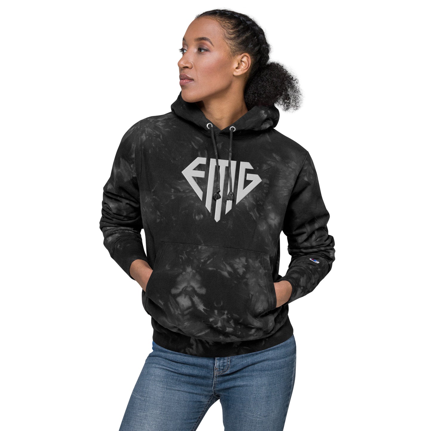 Tie-Dye White <EMG> Logo Unisex Champion Hoodie