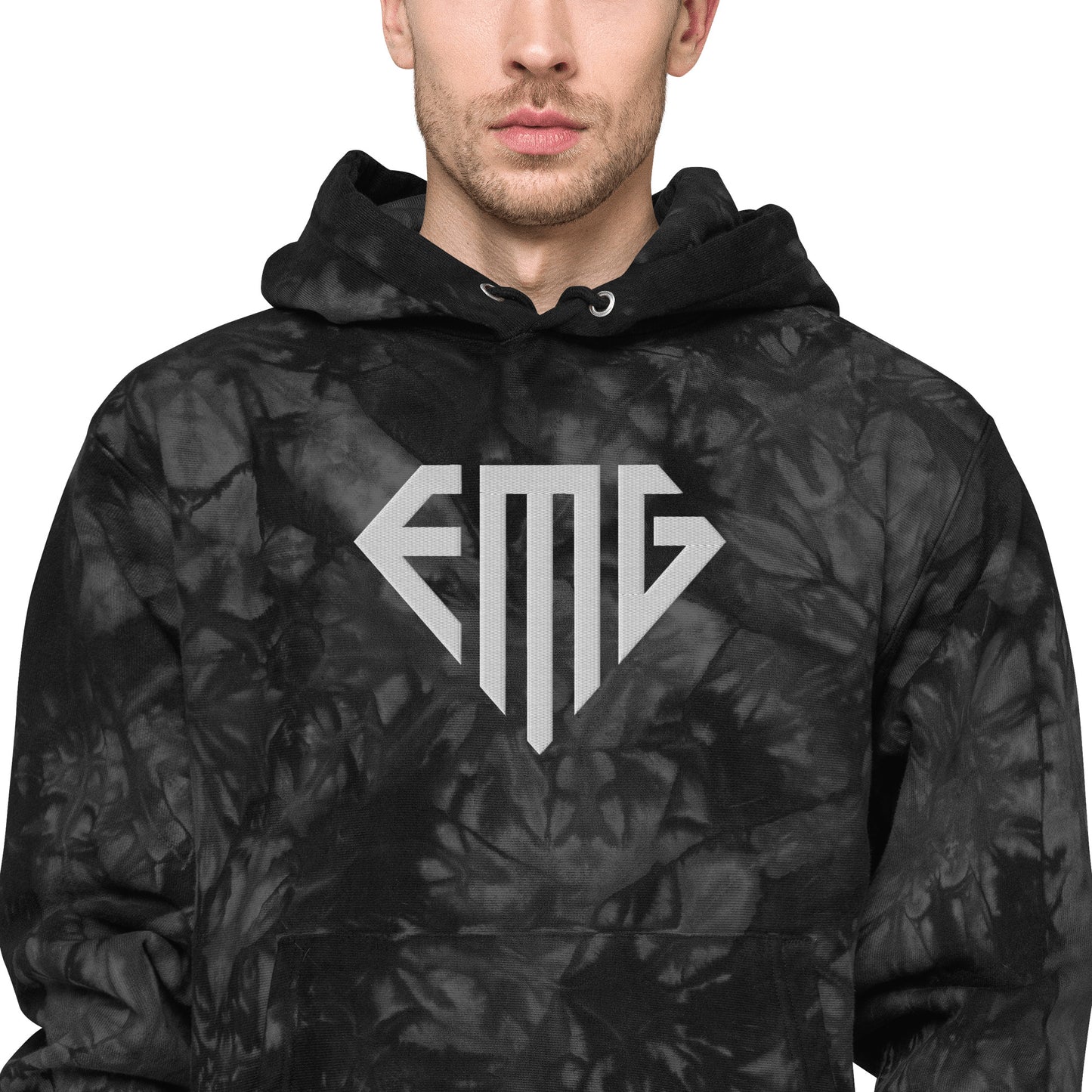Tie-Dye White <EMG> Logo Unisex Champion Hoodie