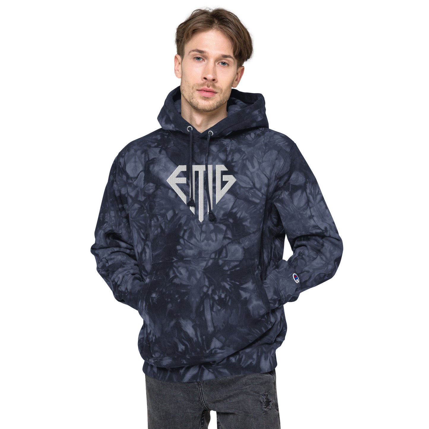 Tie-Dye White <EMG> Logo Unisex Champion Hoodie