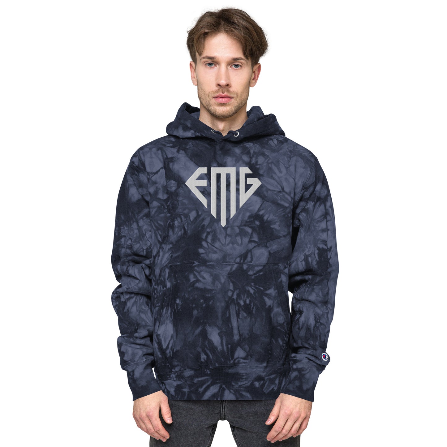 Tie-Dye White <EMG> Logo Unisex Champion Hoodie