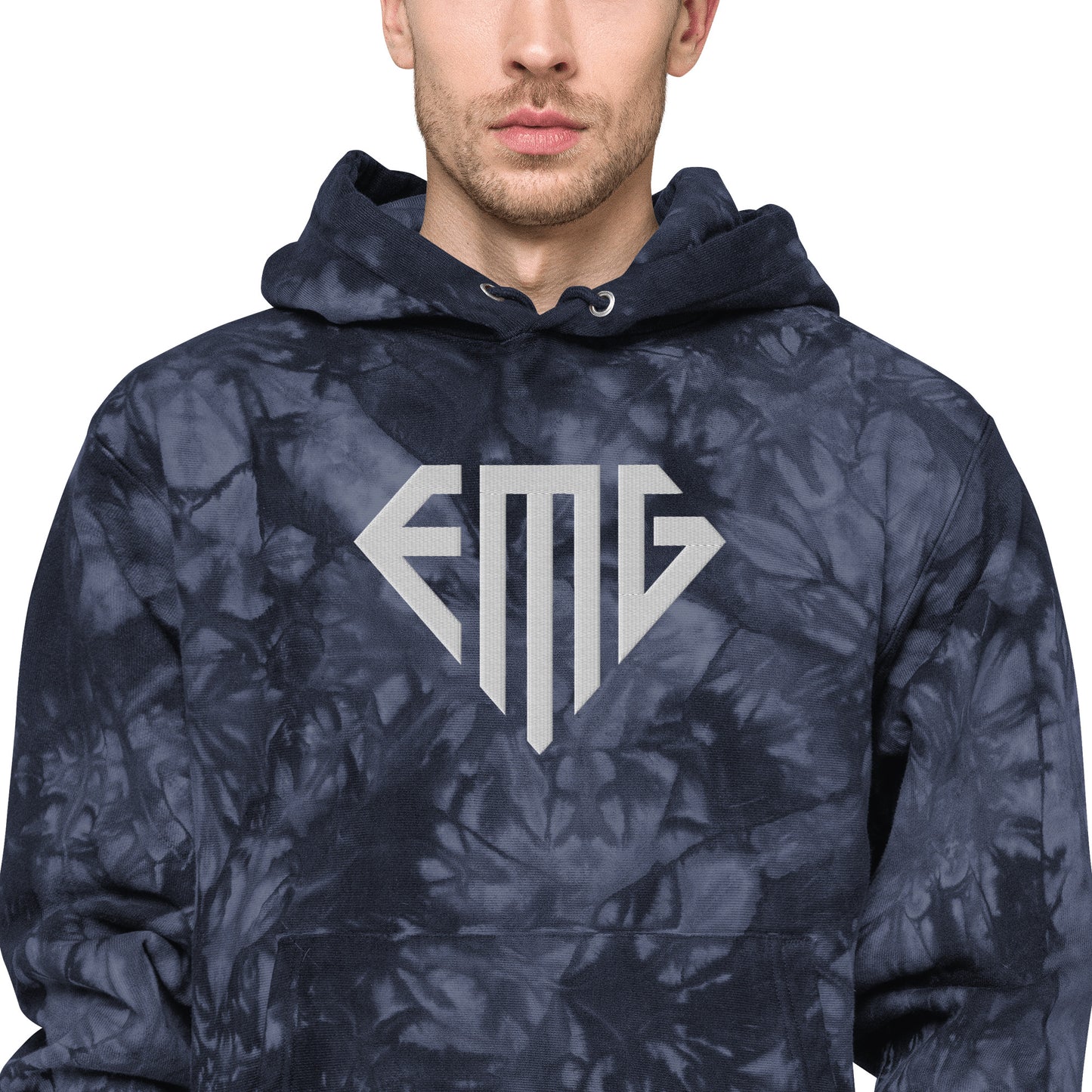 Tie-Dye White <EMG> Logo Unisex Champion Hoodie