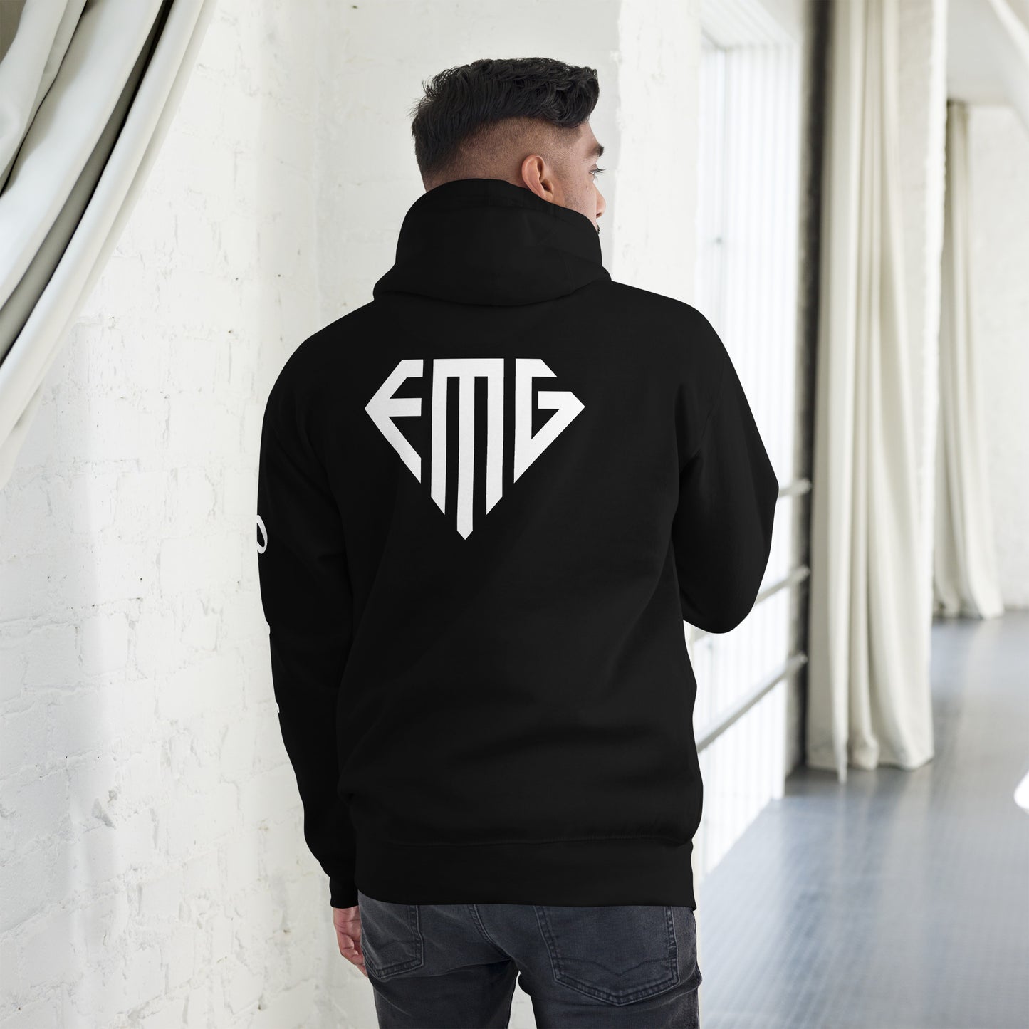 White <EMG> Back / Exclusive Arm Hoodie