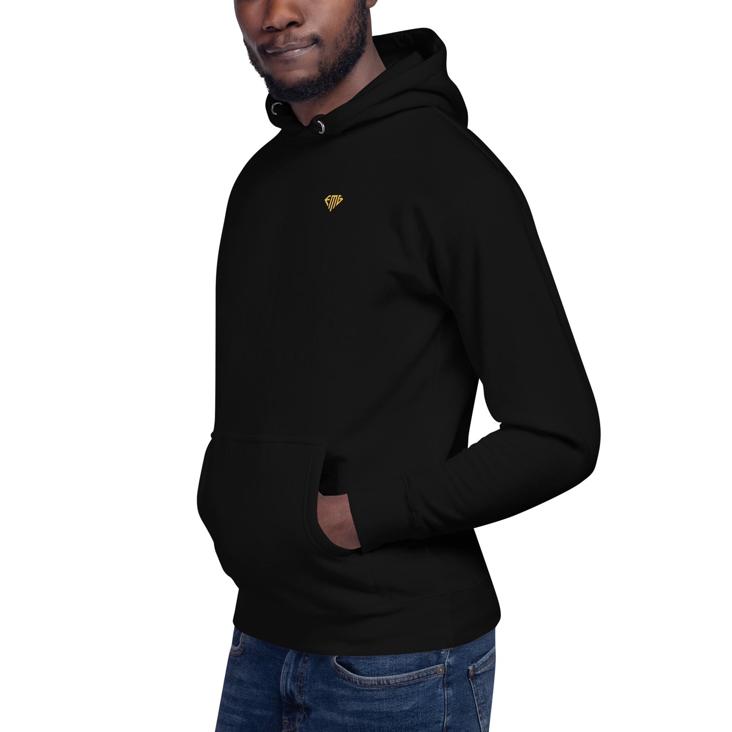 Small <EMG> Logo / Classic Back Black & Gold Hoodie