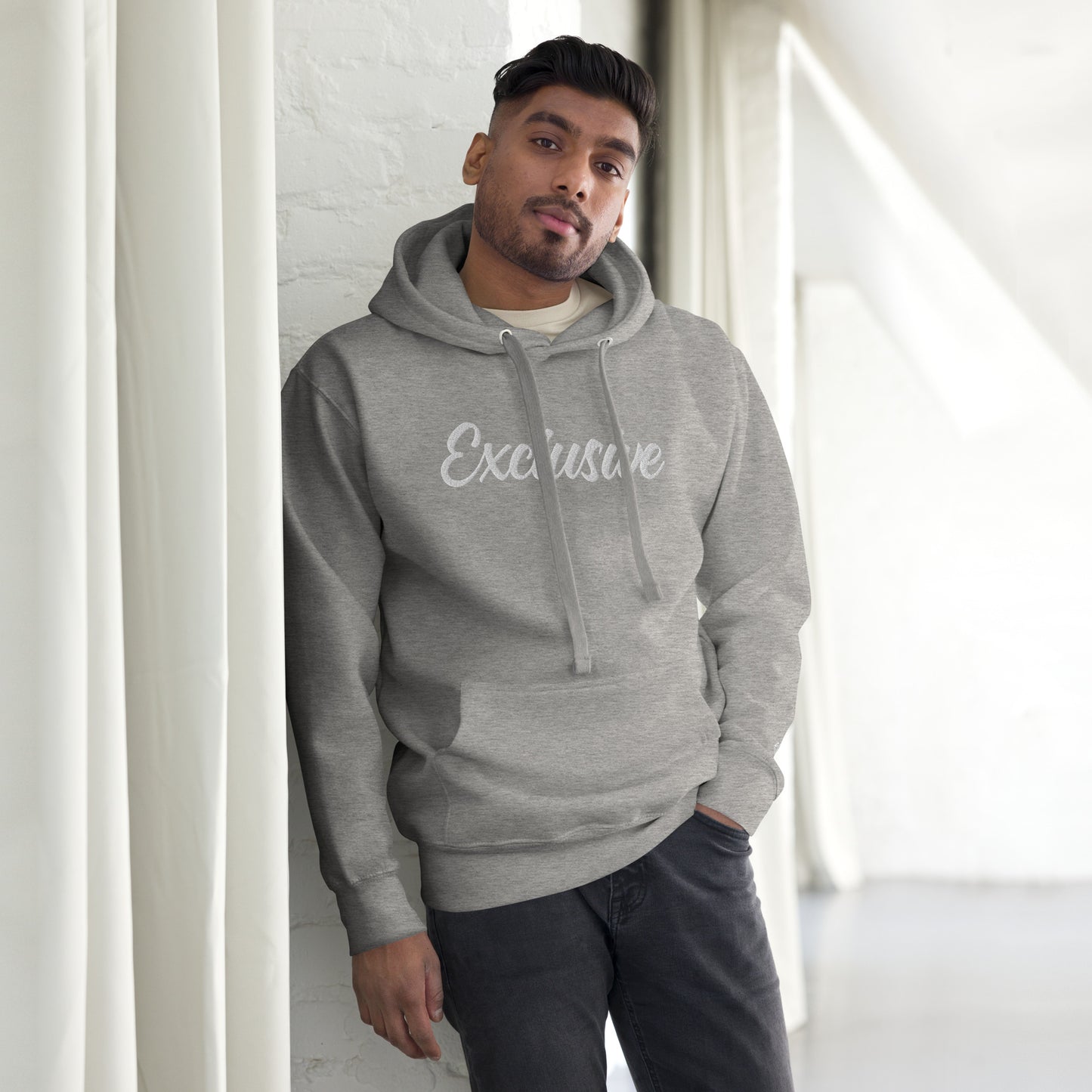 Premium Black & White Embroidered Exclusive Hoodie