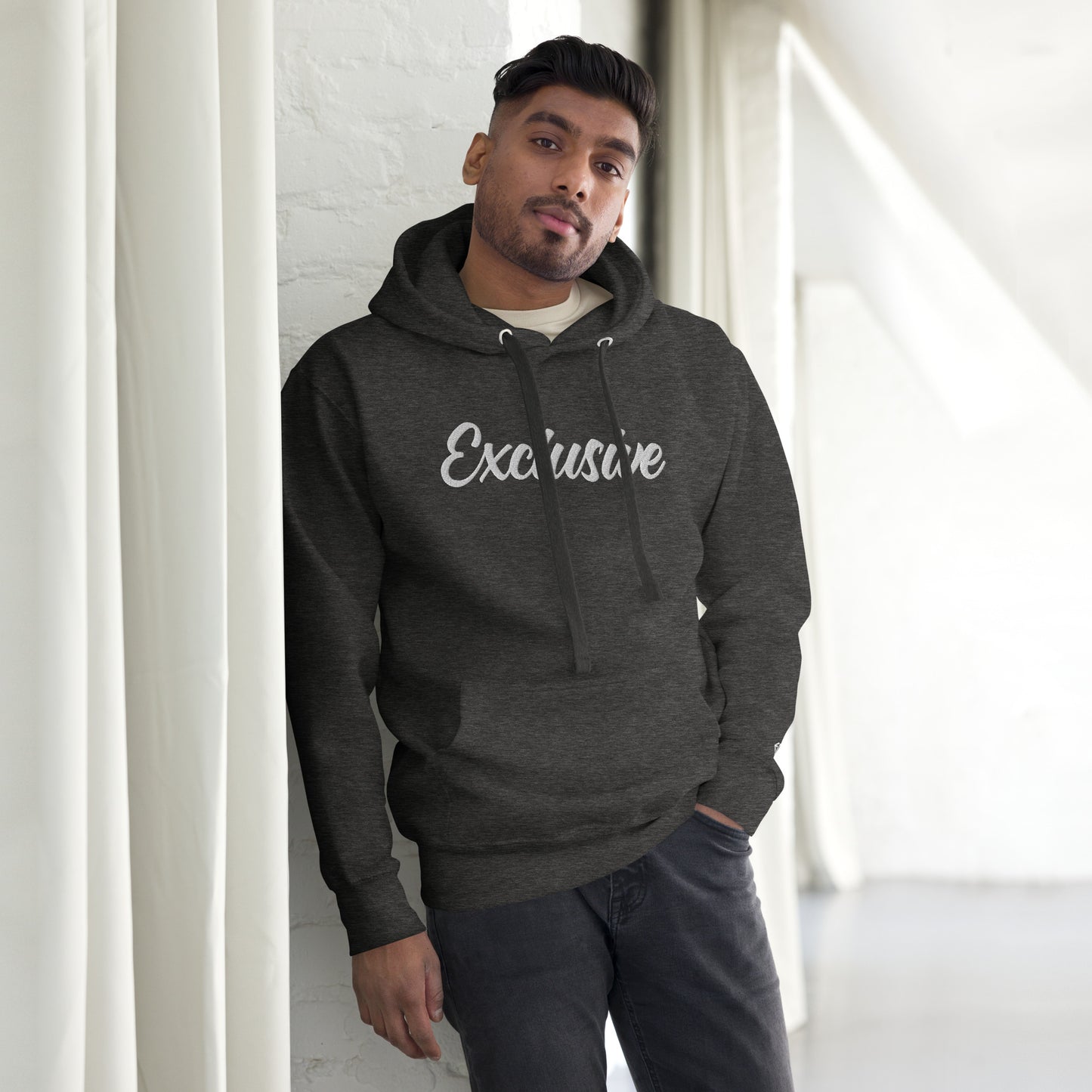 Premium Black & White Embroidered Exclusive Hoodie