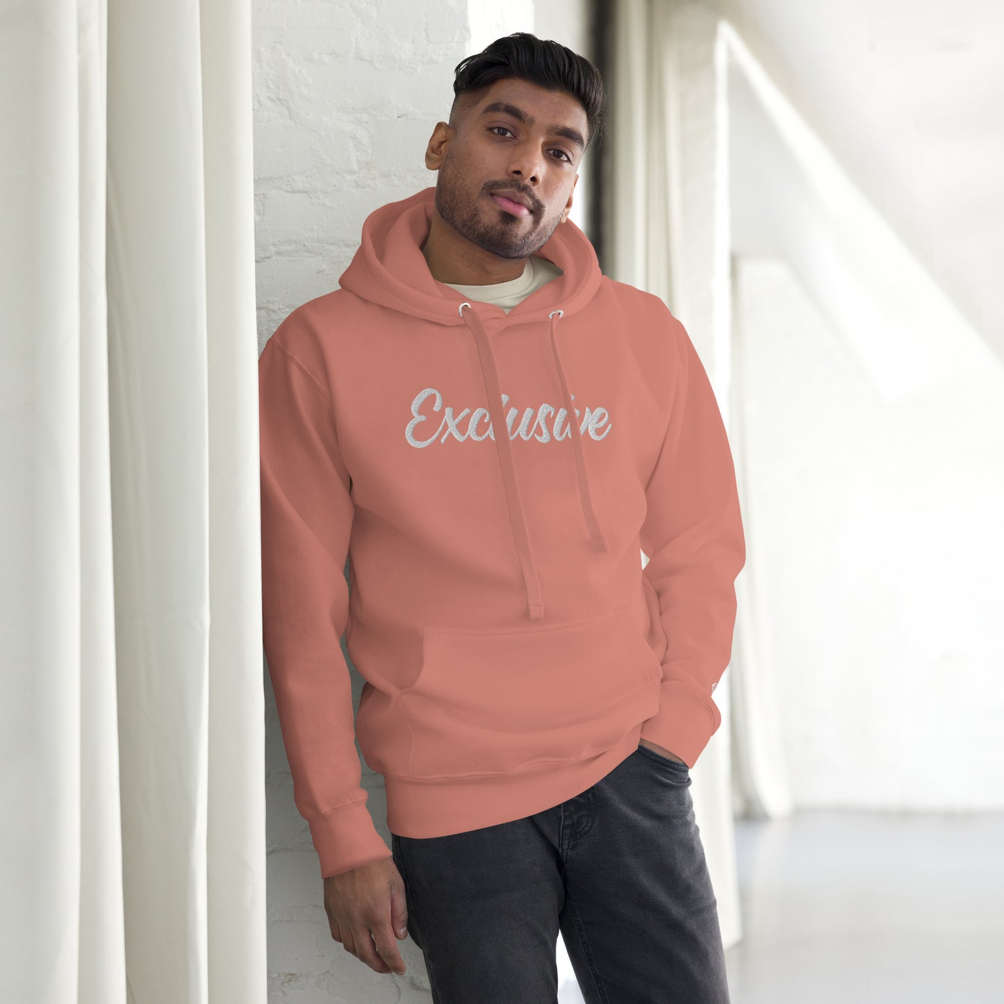 Premium Black & White Embroidered Exclusive Hoodie