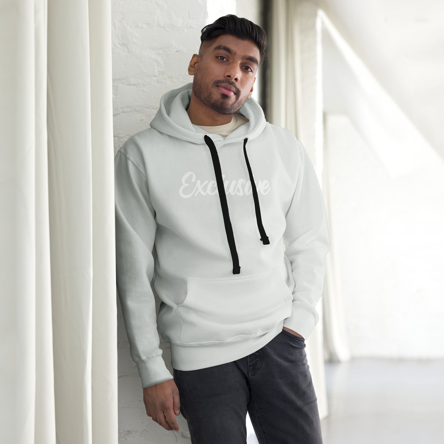 Premium Black & White Embroidered Exclusive Hoodie