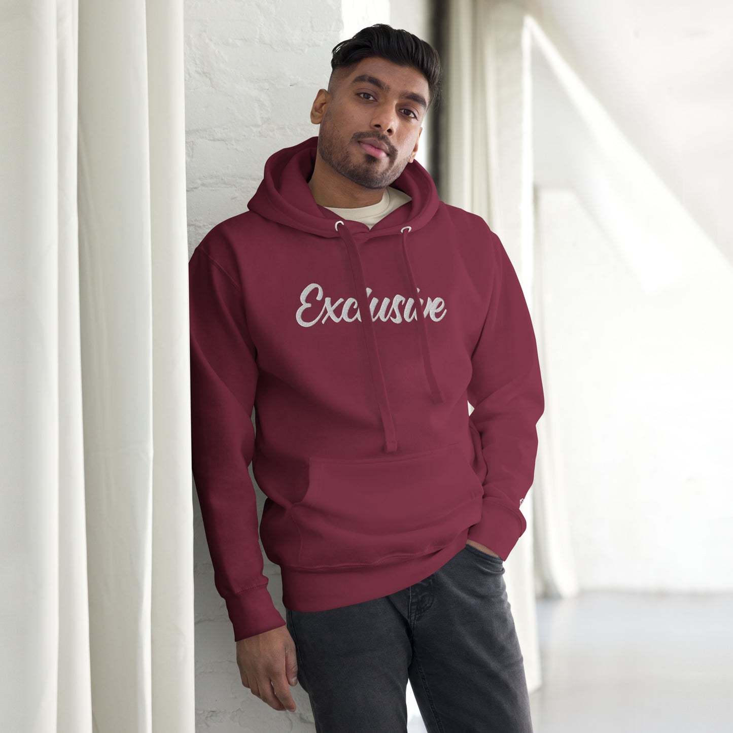 Premium Black & White Embroidered Exclusive Hoodie