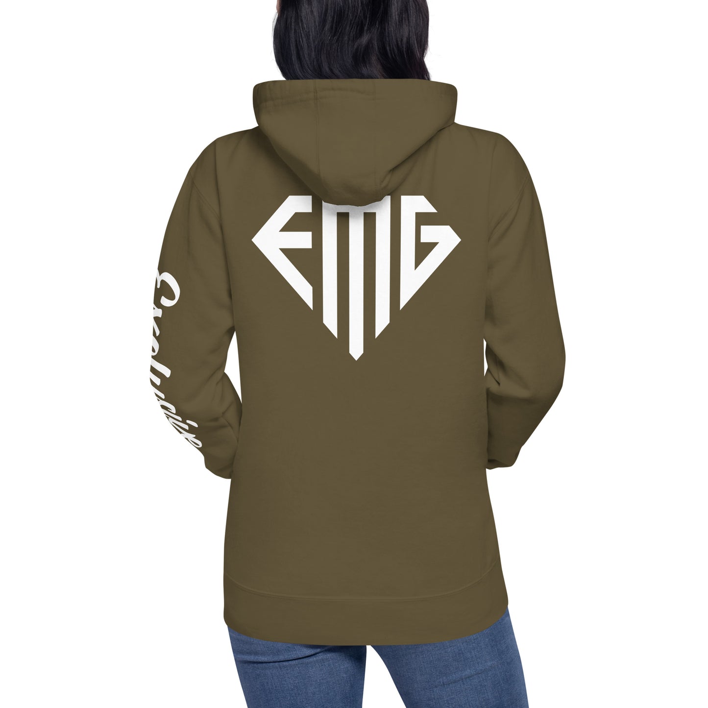 White <EMG> Back / Exclusive Arm Hoodie