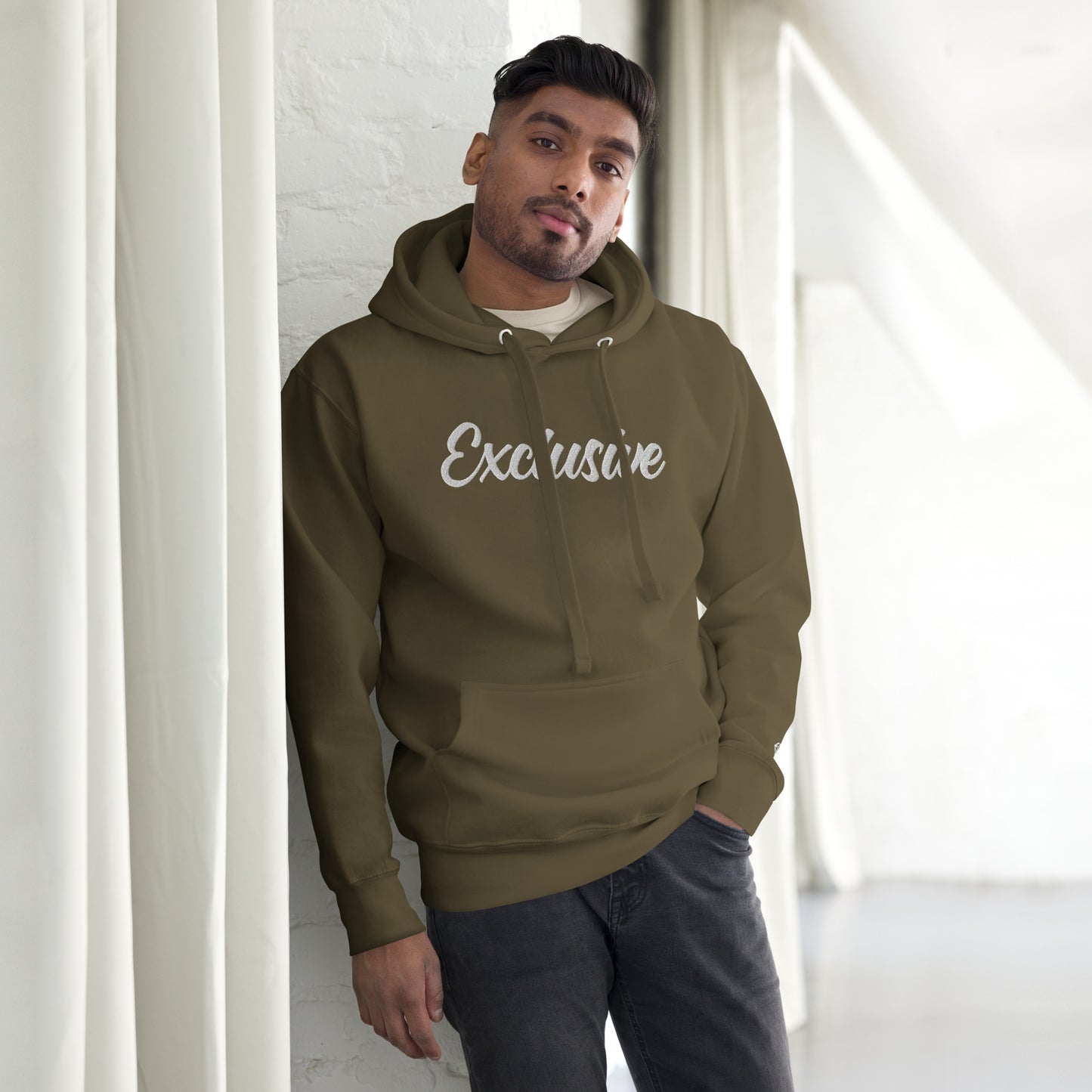 Premium Black & White Embroidered Exclusive Hoodie