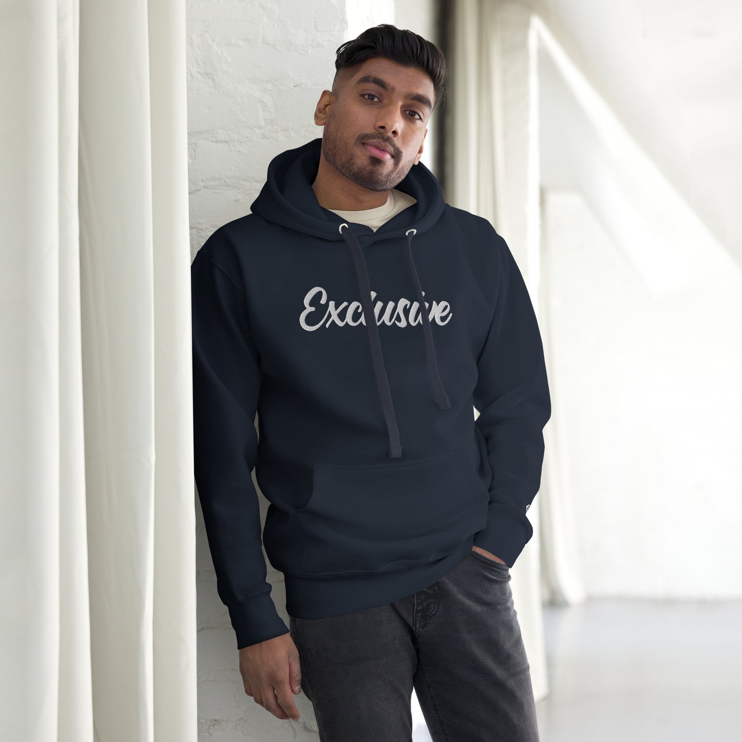 Premium Black & White Embroidered Exclusive Hoodie