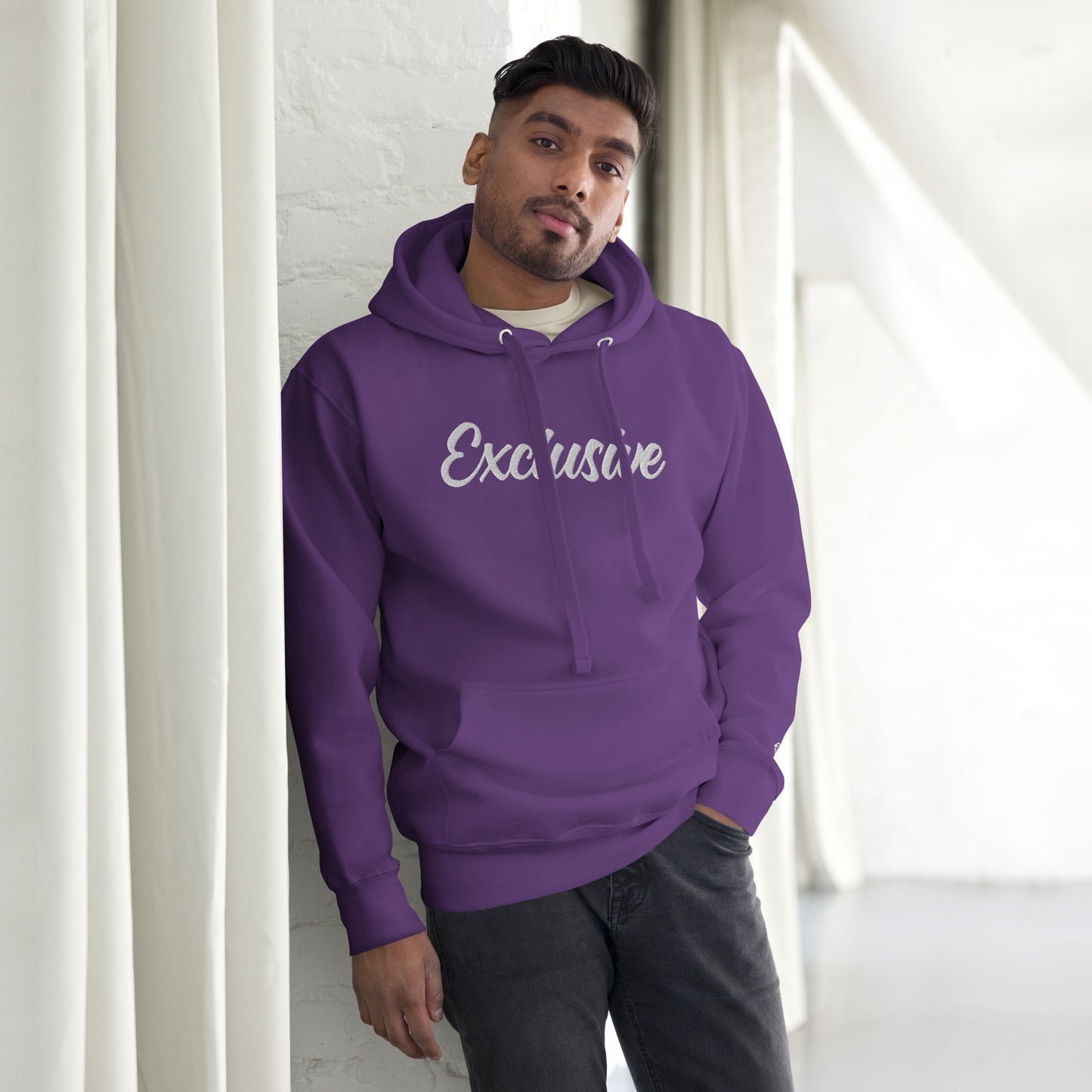 Premium Black & White Embroidered Exclusive Hoodie
