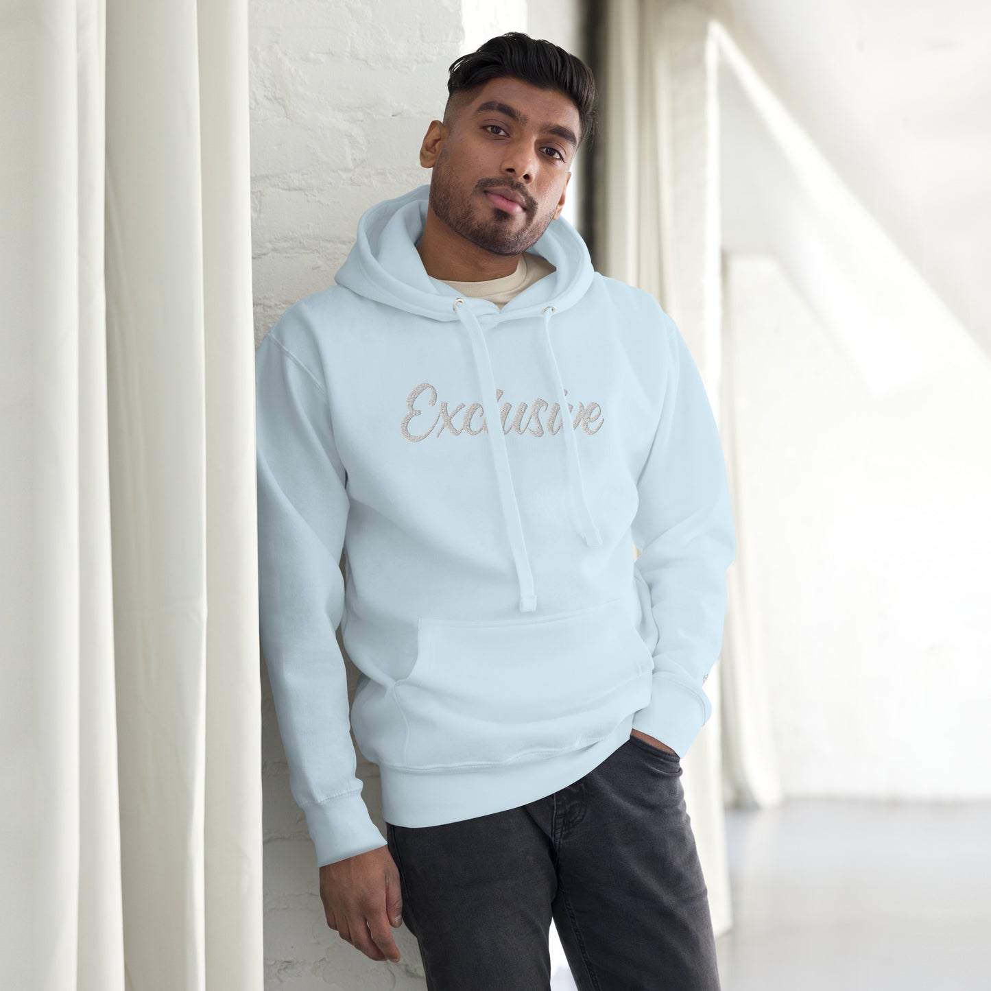 Premium Black & White Embroidered Exclusive Hoodie