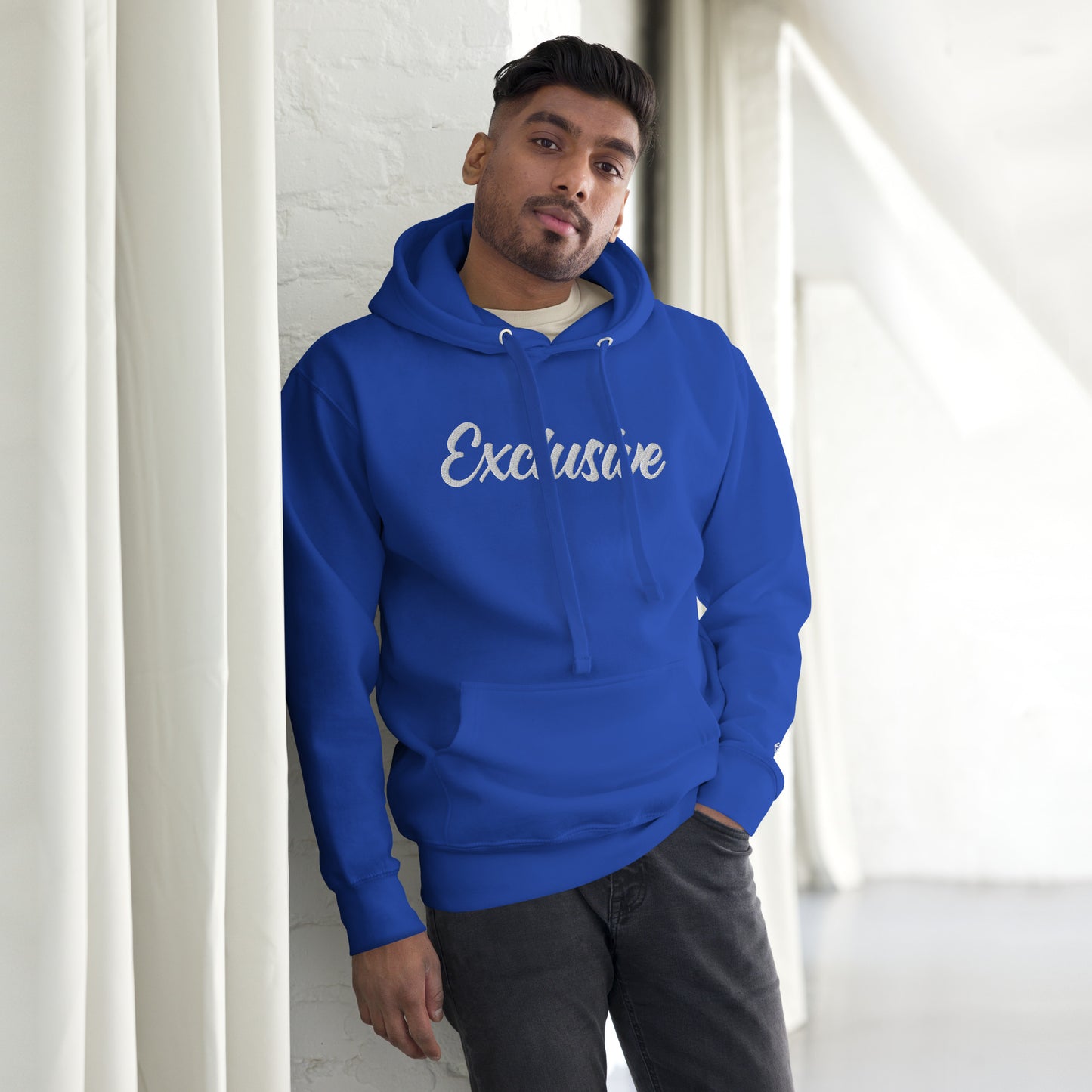Premium Black & White Embroidered Exclusive Hoodie