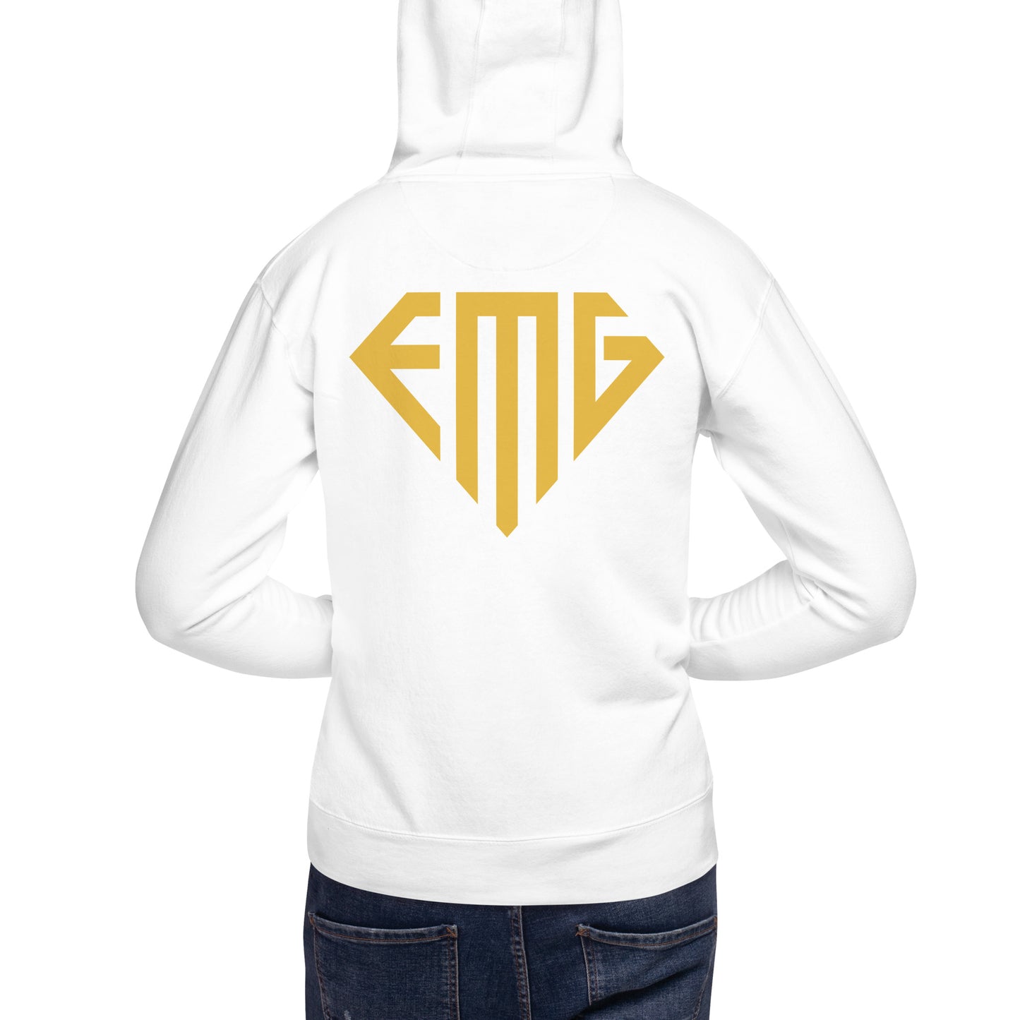 Small <EMG> Logo / Classic Back Black & Gold Hoodie