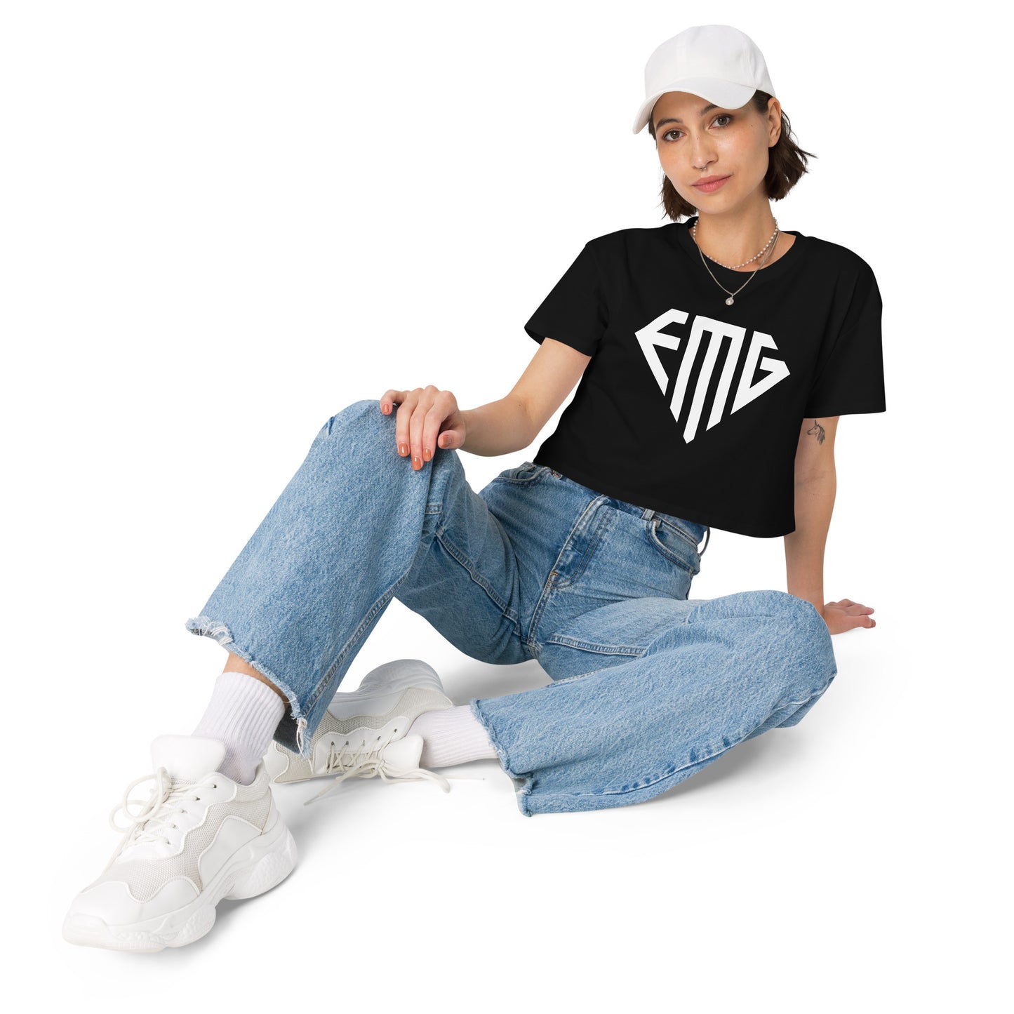 Women’s White <EMG> Logo Crop Top