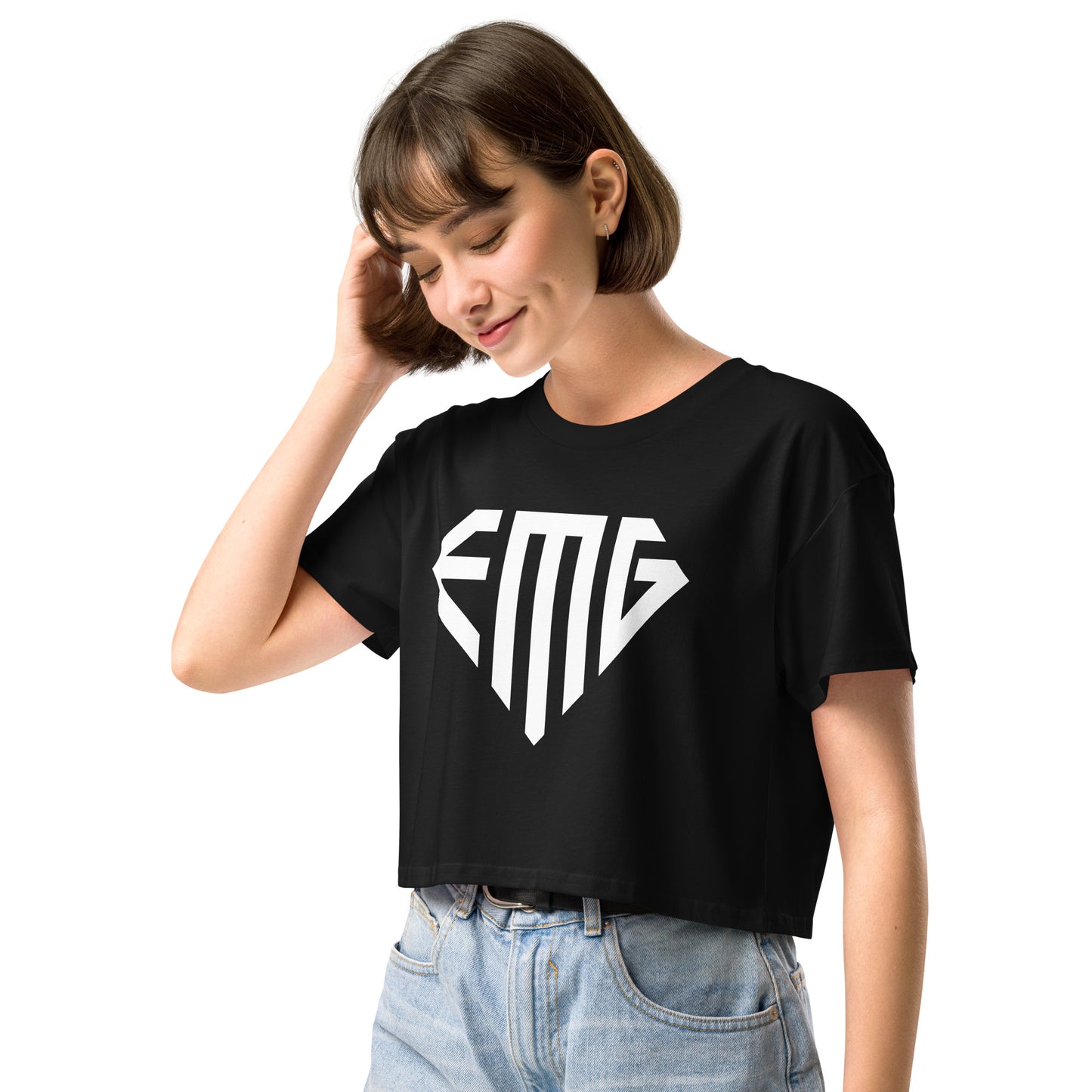 Women’s White <EMG> Logo Crop Top