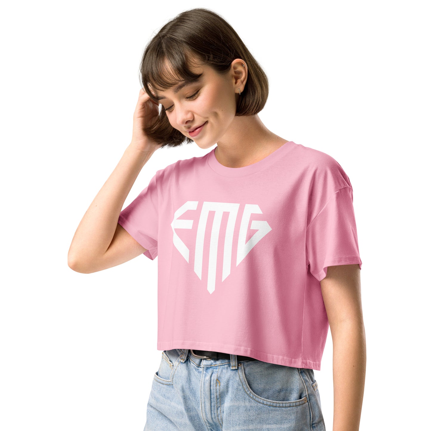 Women’s White <EMG> Logo Crop Top