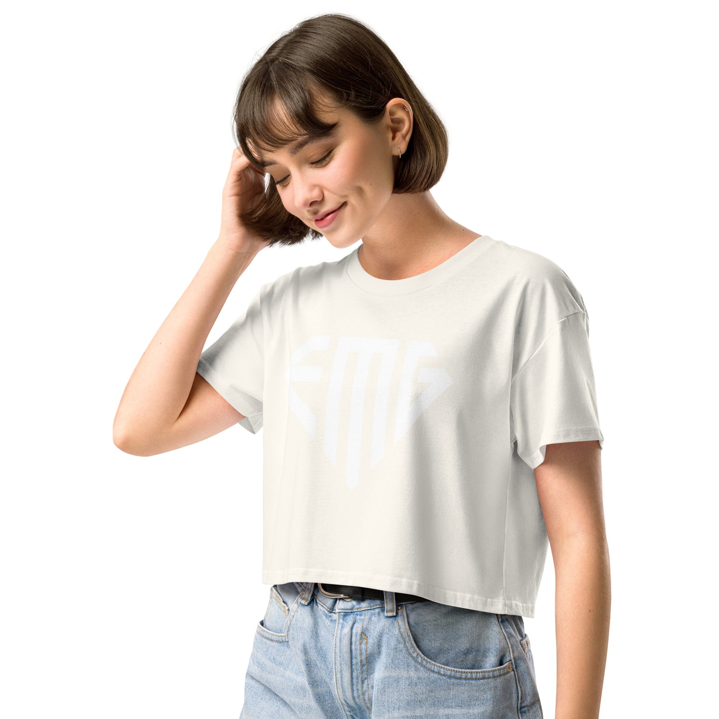 Women’s White <EMG> Logo Crop Top