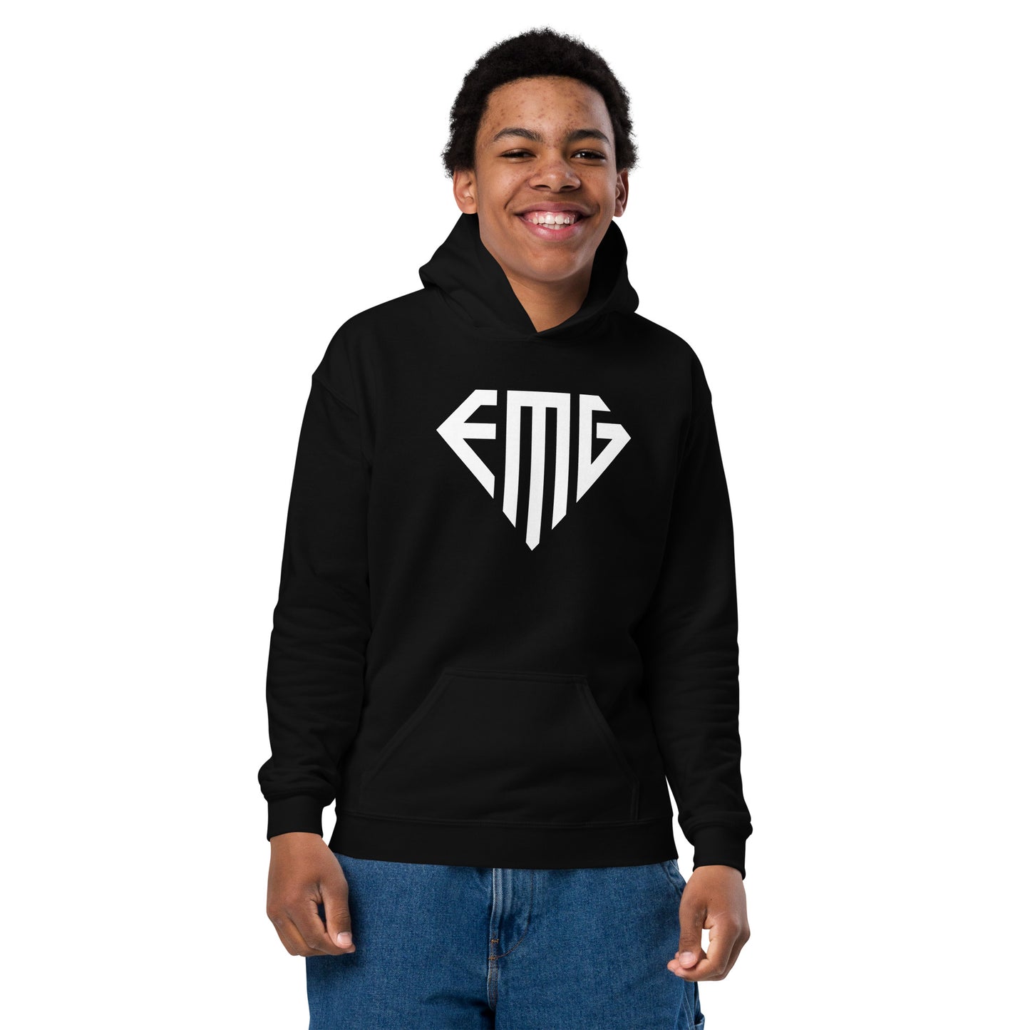 Youth White <EMG> Logo Hoodie