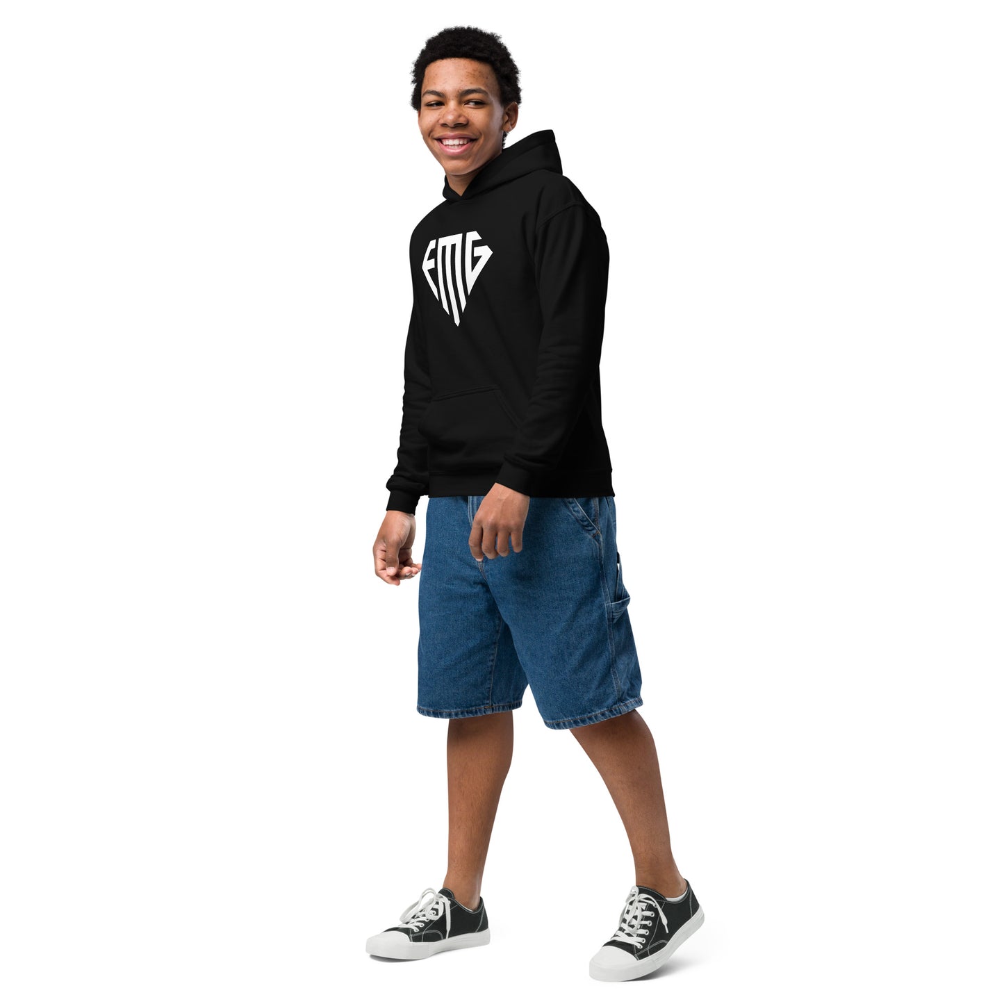 Youth White <EMG> Logo Hoodie