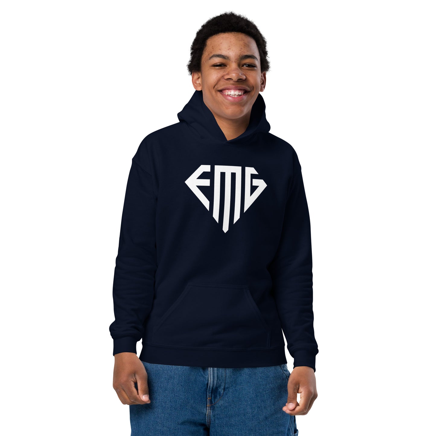 Youth White <EMG> Logo Hoodie