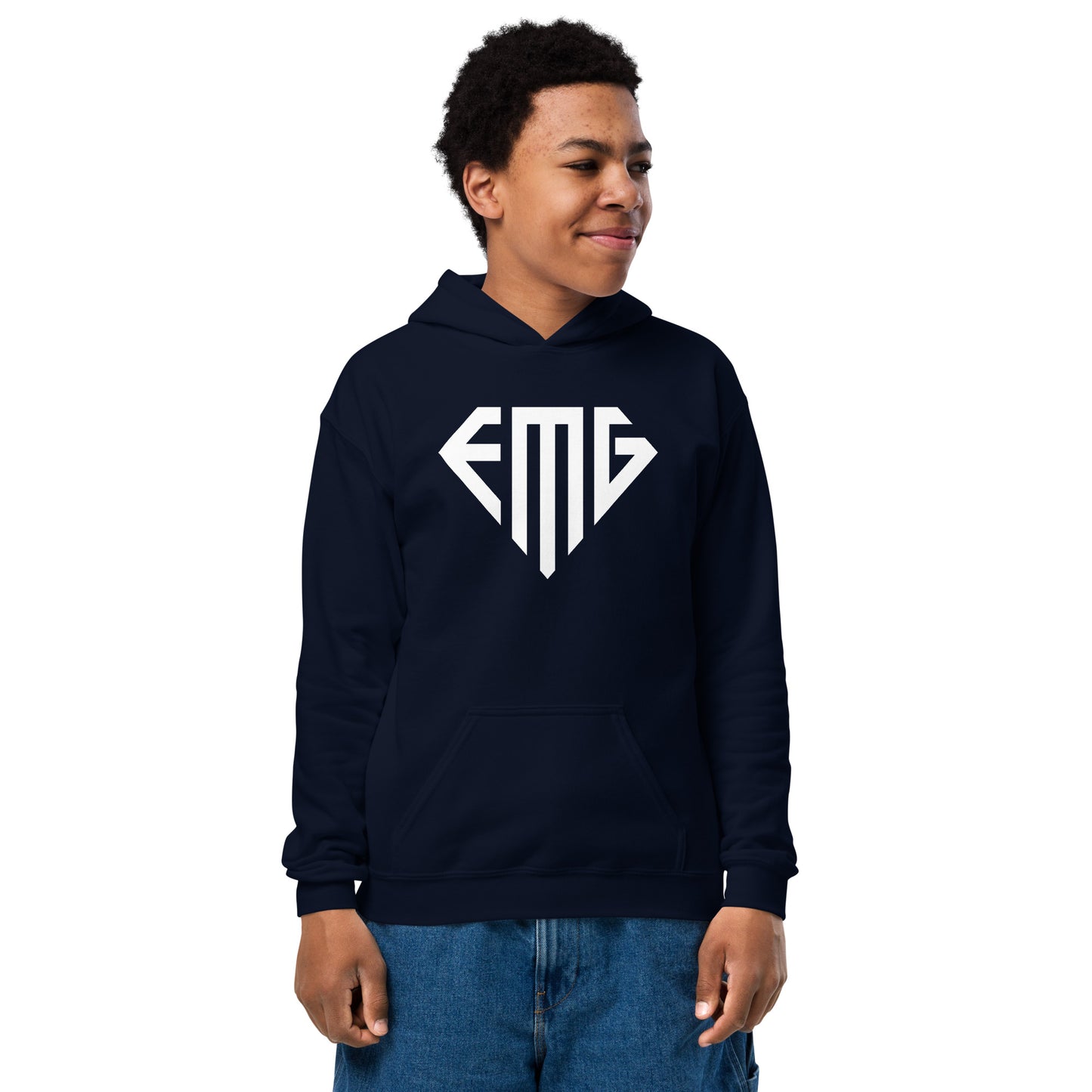Youth White <EMG> Logo Hoodie