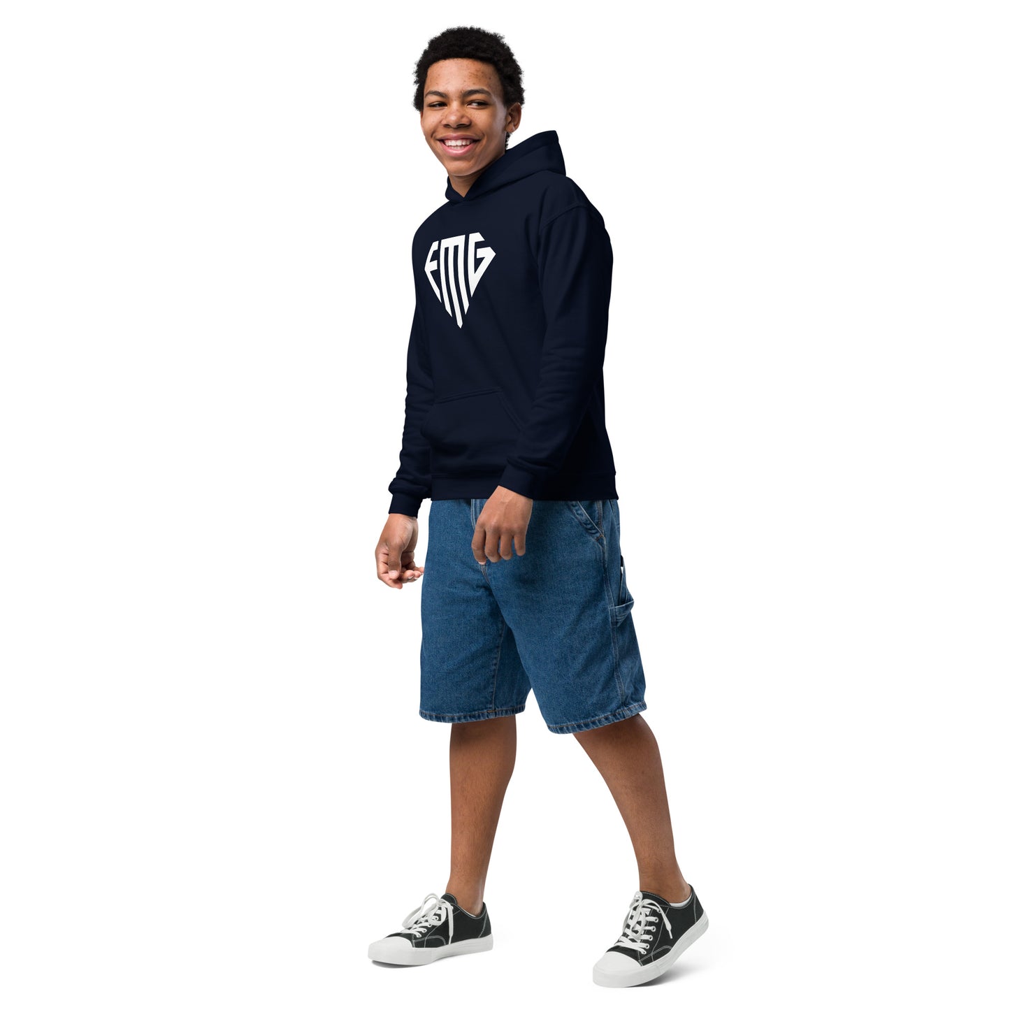 Youth White <EMG> Logo Hoodie