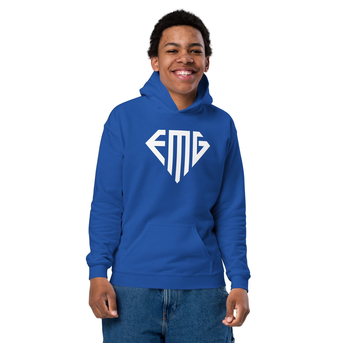 Youth White <EMG> Logo Hoodie