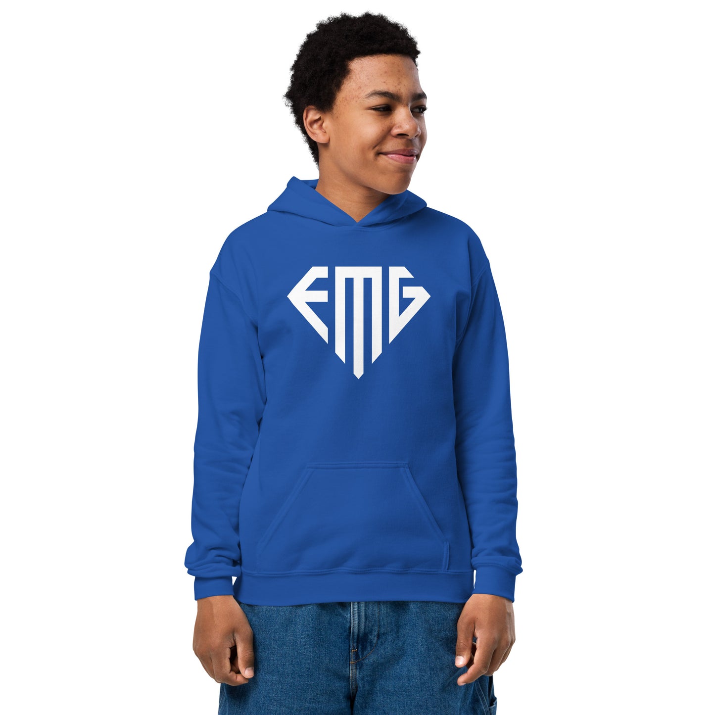 Youth White <EMG> Logo Hoodie