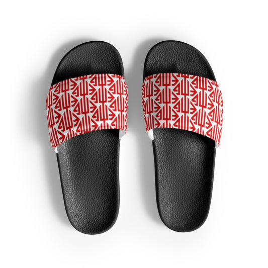 Red <EMG> Logo Pattern Men’s Slides