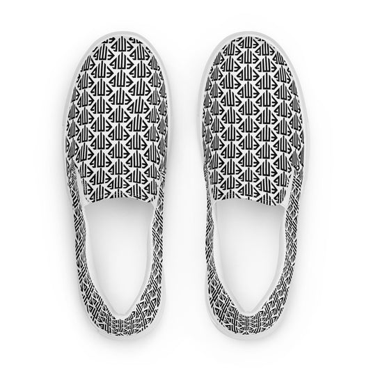 Black <EMG> Logo Pattern Men’s Slip-on Canvas Shoes