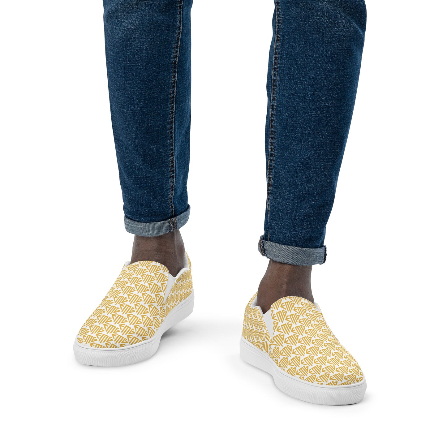 Gold <EMG> Logo Pattern Men’s Slip-on Canvas Shoes