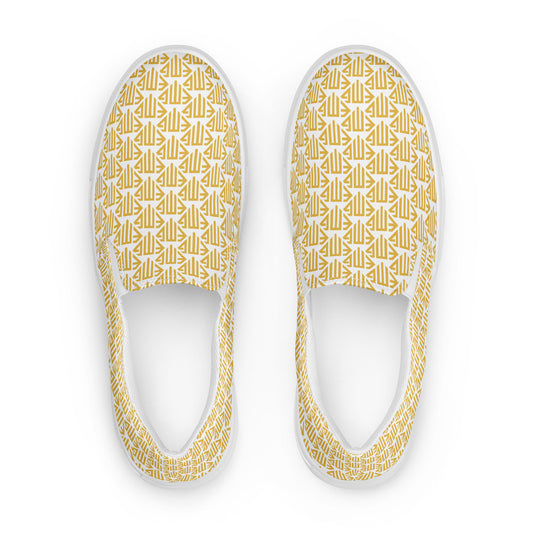 Gold <EMG> Logo Pattern Men’s Slip-on Canvas Shoes