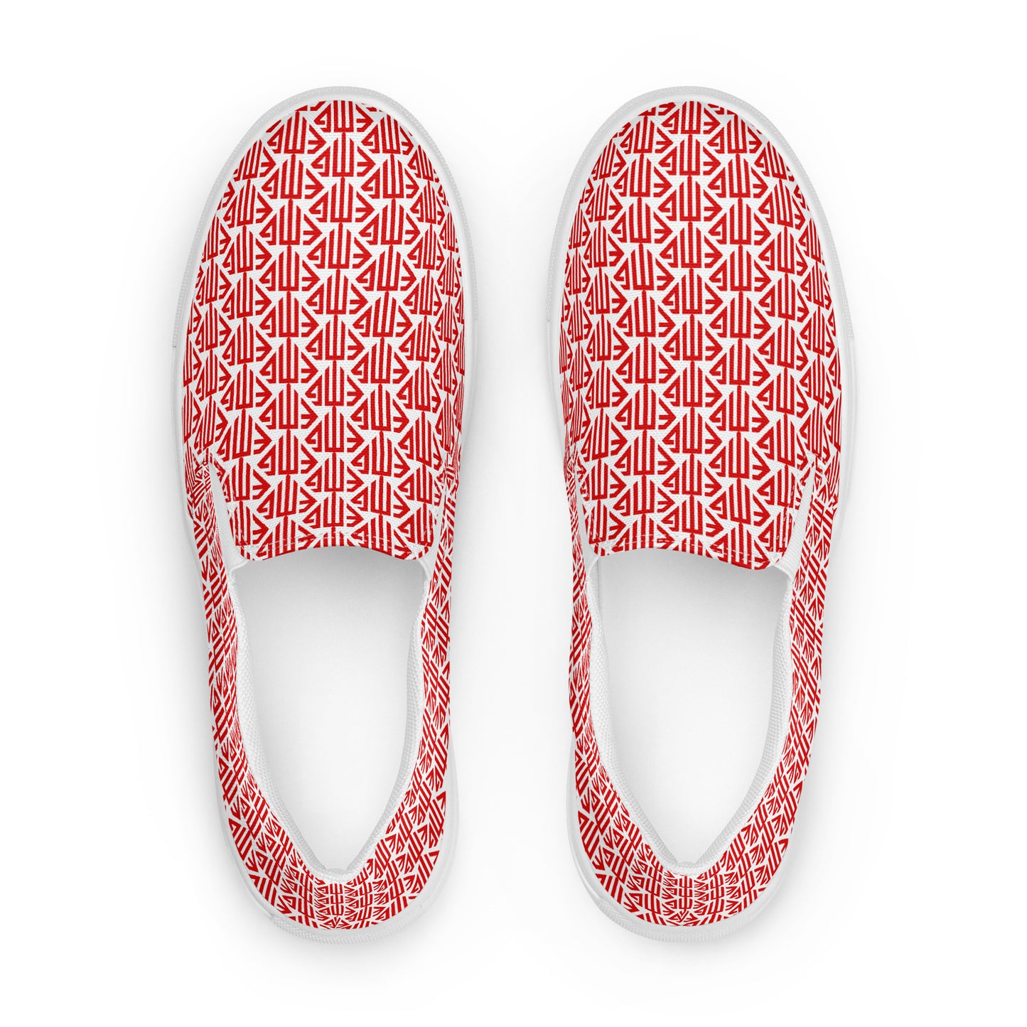 Red <EMG> Logo Pattern Men’s Slip-on Canvas Shoes