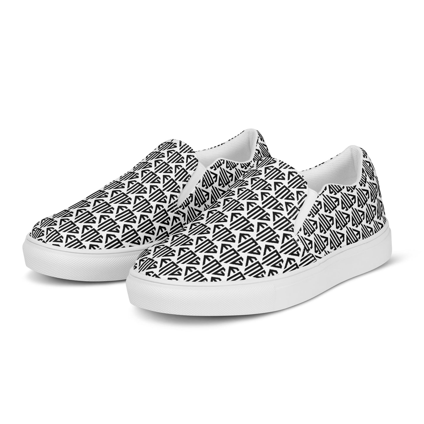 Black <EMG> Logo Pattern Men’s Slip-on Canvas Shoes