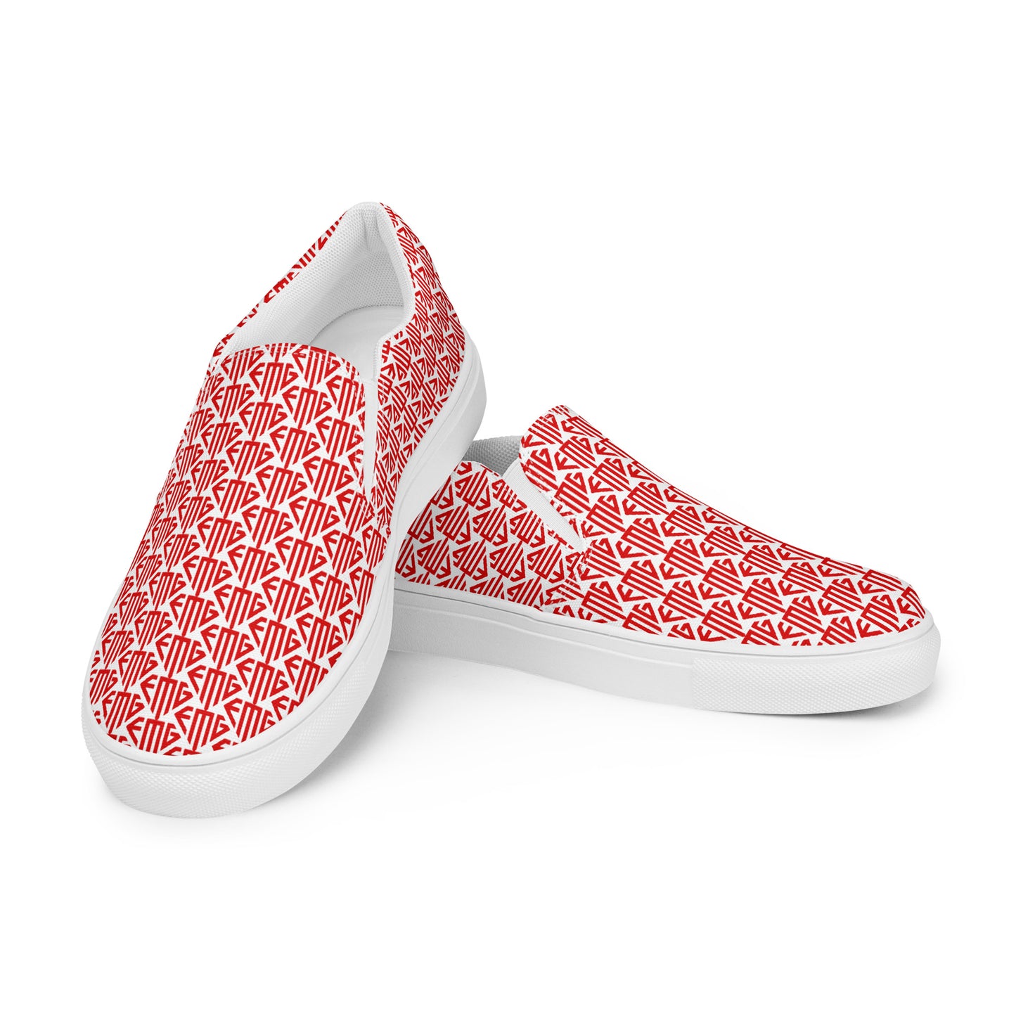 Red <EMG> Logo Pattern Men’s Slip-on Canvas Shoes