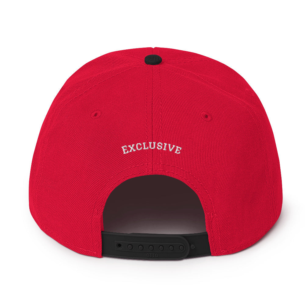 Embroidered White <EMG> Logo Snapback Hat