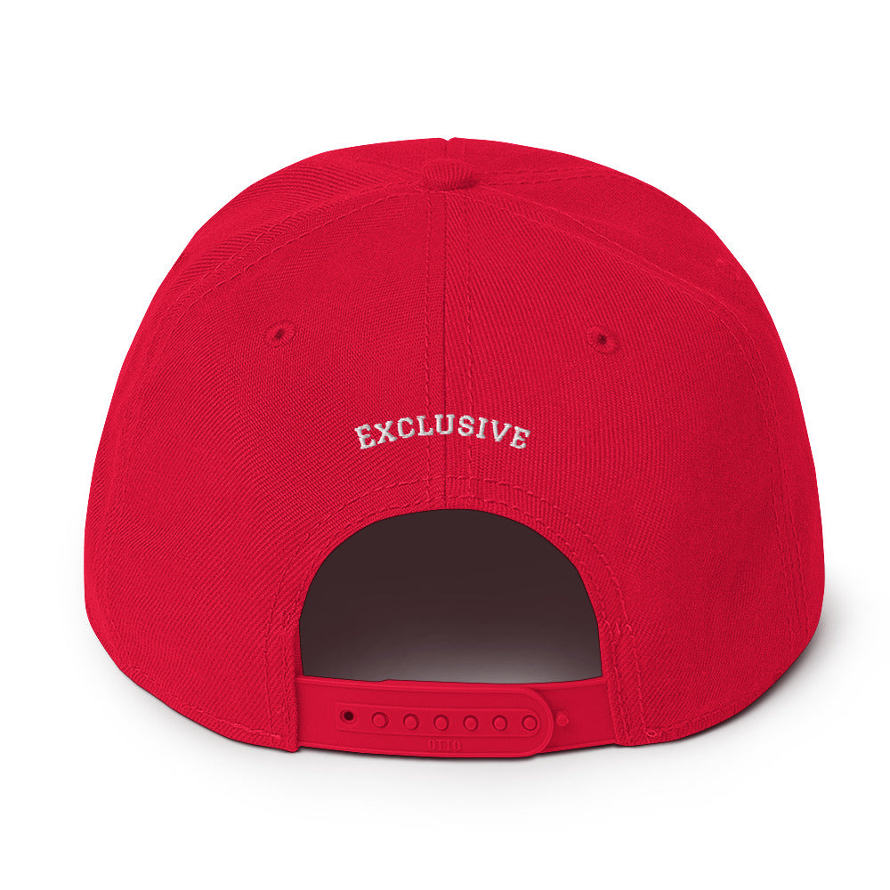 Embroidered White <EMG> Logo Snapback Hat