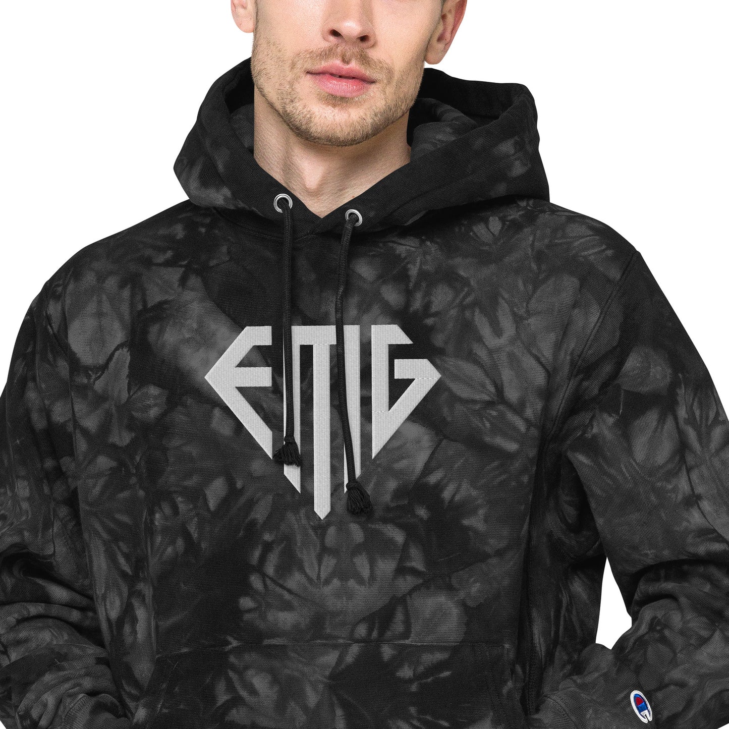 Tie-Dye White <EMG> Logo Unisex Champion Hoodie