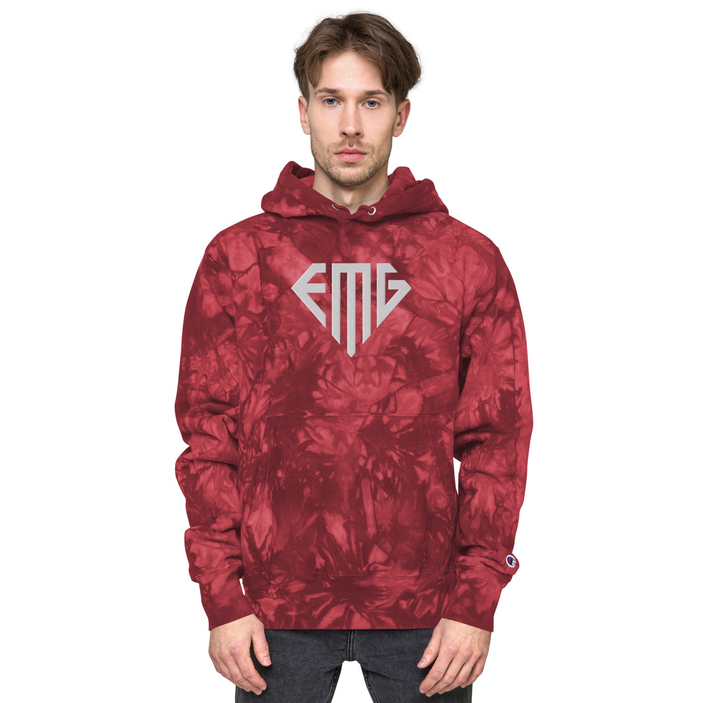 Tie-Dye White <EMG> Logo Unisex Champion Hoodie