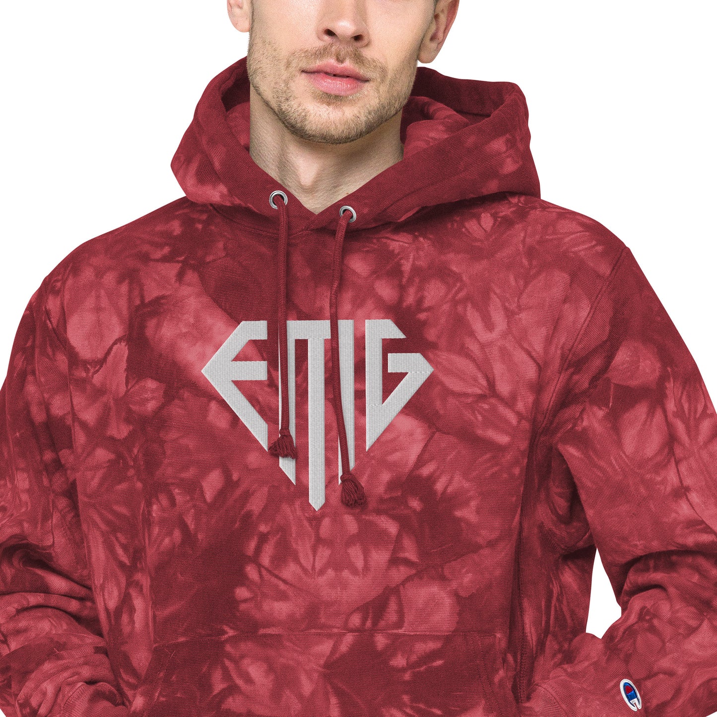Tie-Dye White <EMG> Logo Unisex Champion Hoodie