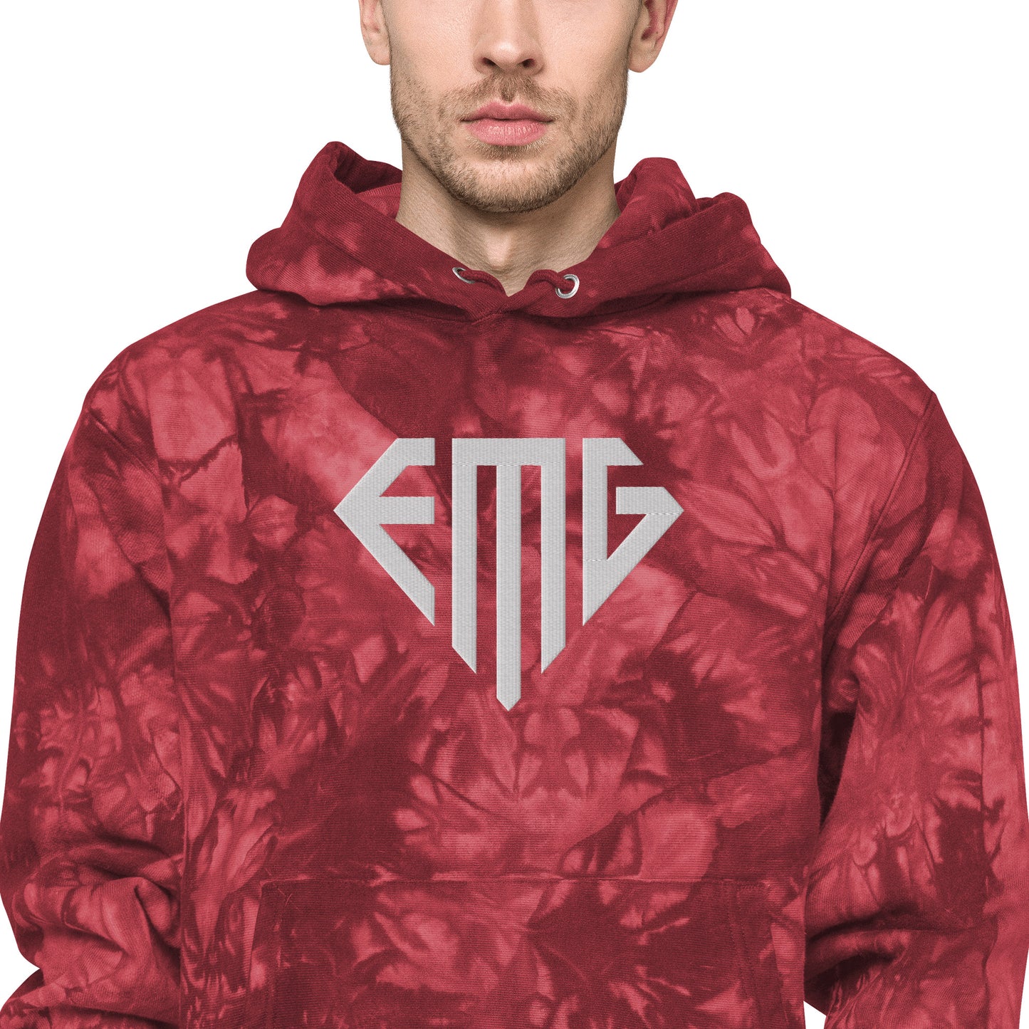 Tie-Dye White <EMG> Logo Unisex Champion Hoodie