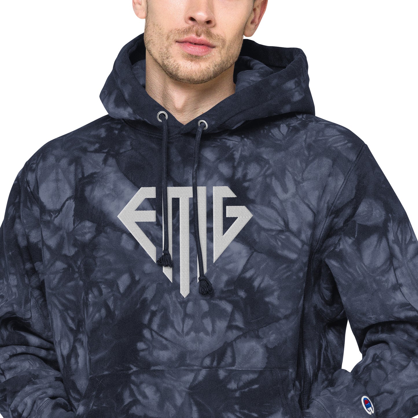 Tie-Dye White <EMG> Logo Unisex Champion Hoodie